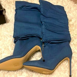 Womens blue Jean heel boots